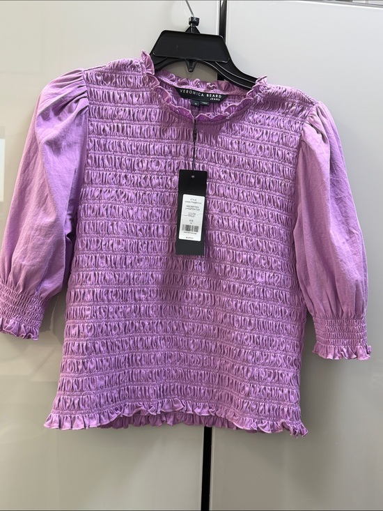 Veronica Beard Tops - Veronica Beard Lilac Smocked Puff Sleeve Top